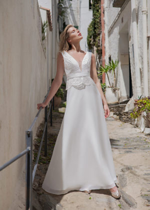 Langes Standesamtkleid ivory Kollektion 2020 A7209 5 bei Marinette Brautmoden in Dortmund