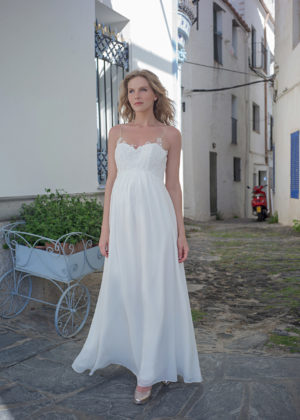 Langes Umstandskleid ivory Kollektion 2020 A7217 5 bei Marinette Brautmoden in Dortmund